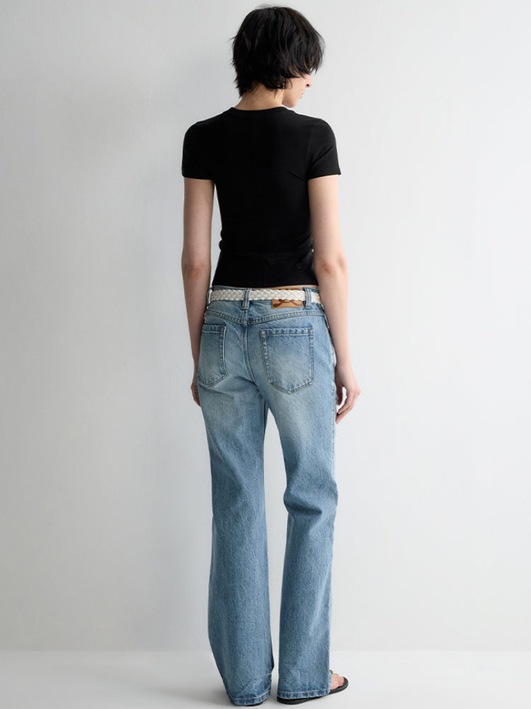 Split-Line Sheer Short Sleeve T-shirt