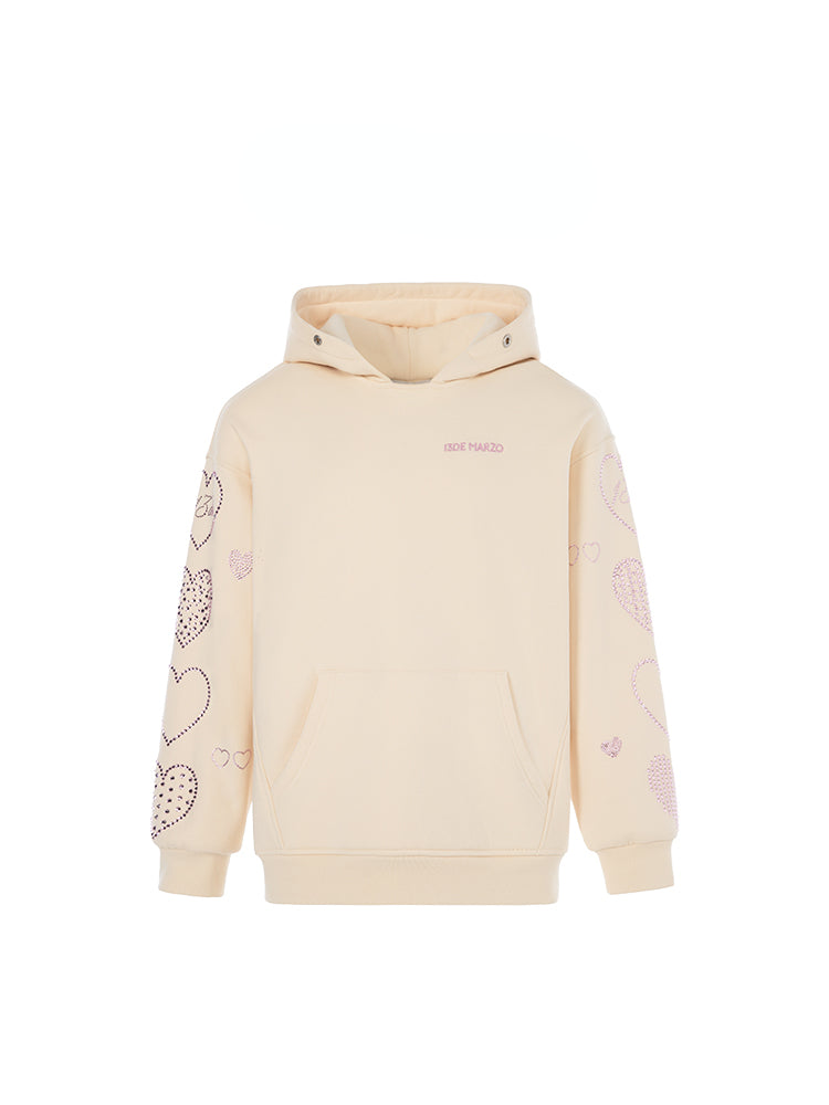 Doozoo Rhinestone Heart Hoodie
