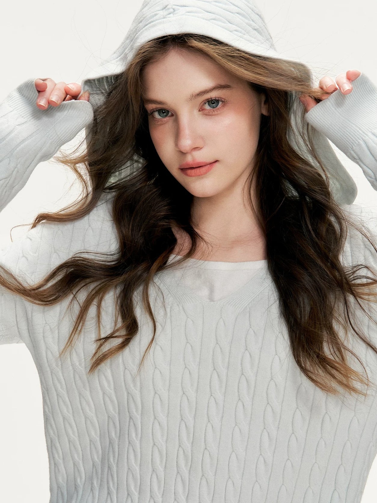 Contrast Hooded Knit Sweater
