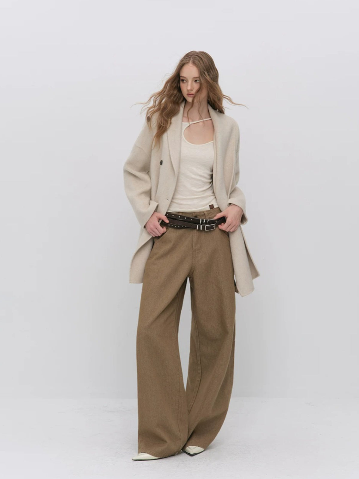 Modern Cape Scarf Wool Coat
