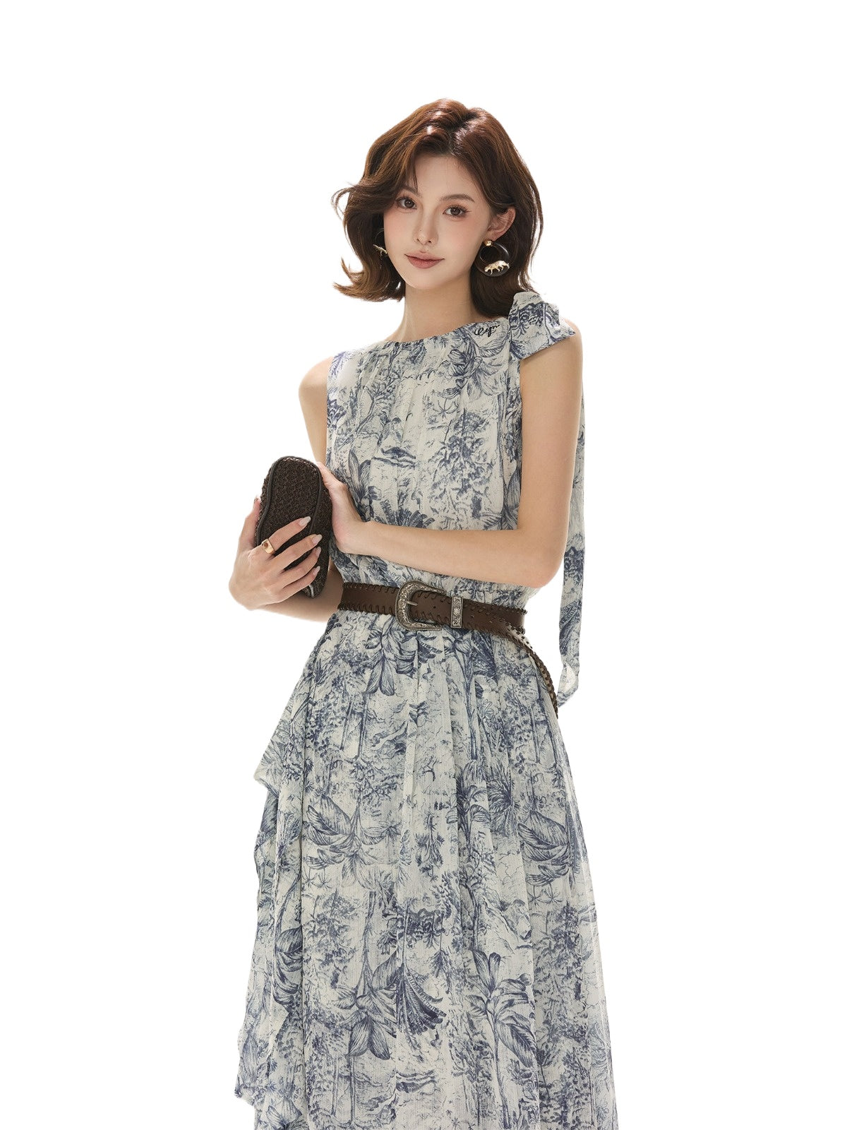 Forest Print Chiffon Dress