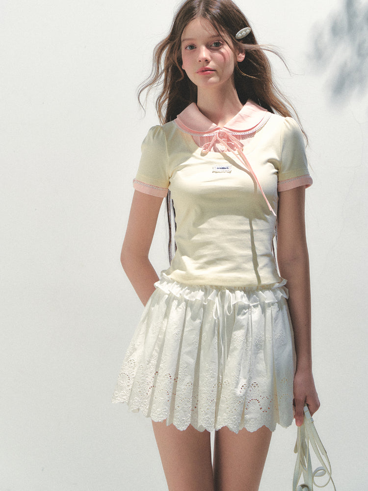 Collar Knitted Short-sleeve T-shirt