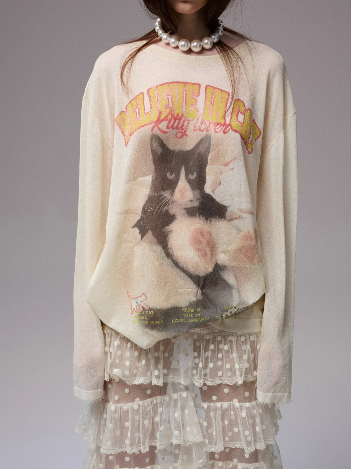 Polka Dot Lace Mesh Layered Skirt