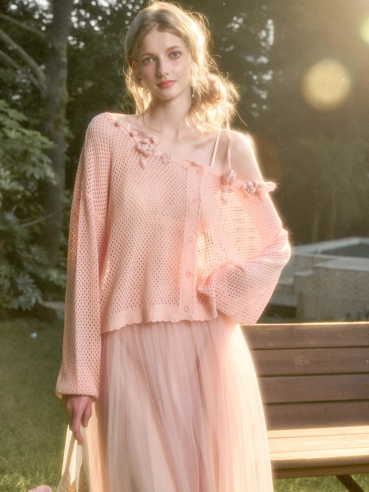 Cool Ice Silk Flower Hollow Cardigan