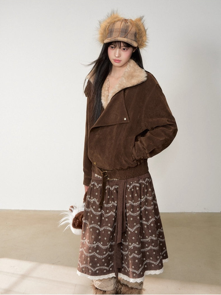 Retro Suede Shearling Moto Jacket