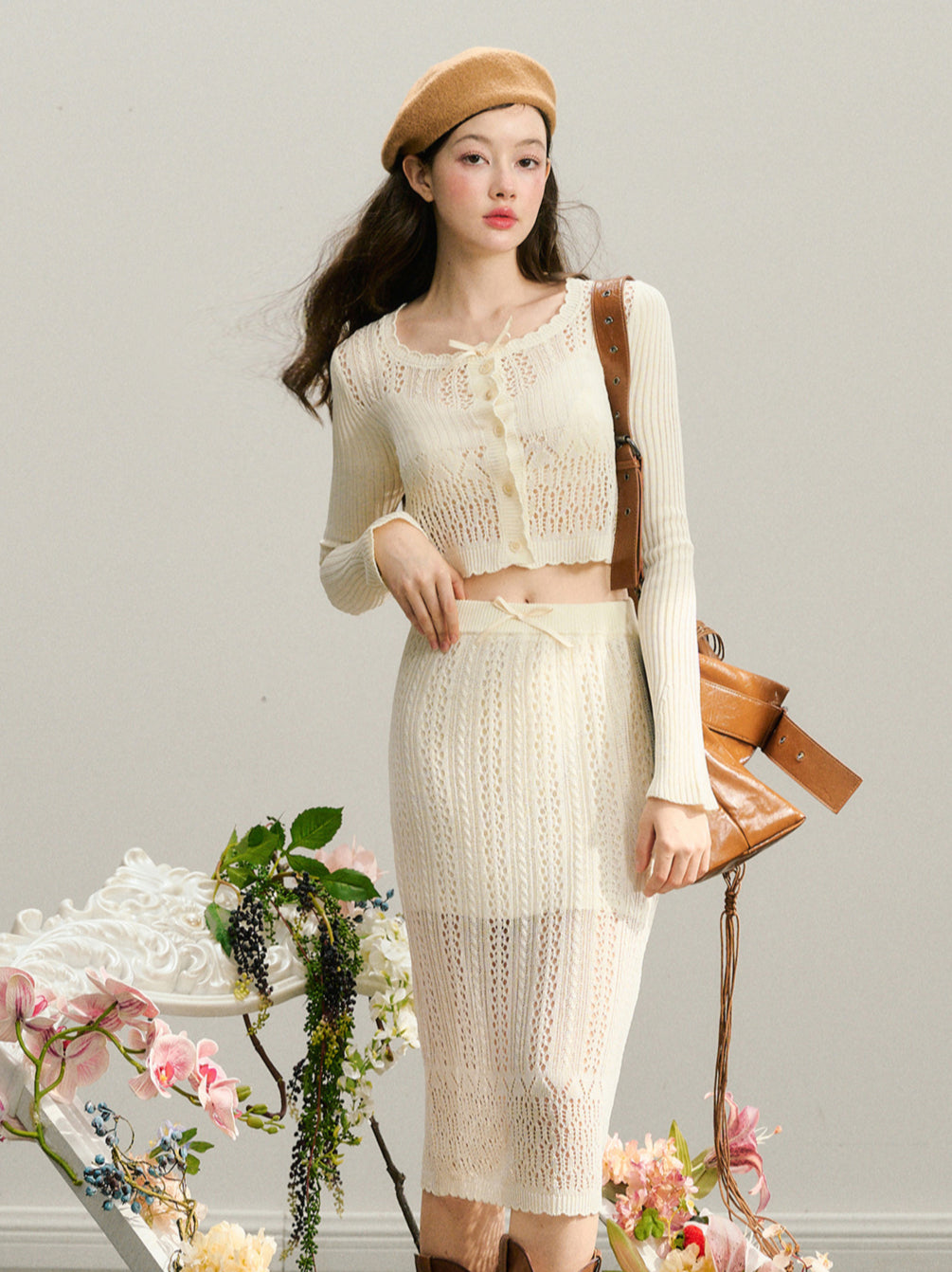 Beige Knitted Lightweight Cardigan