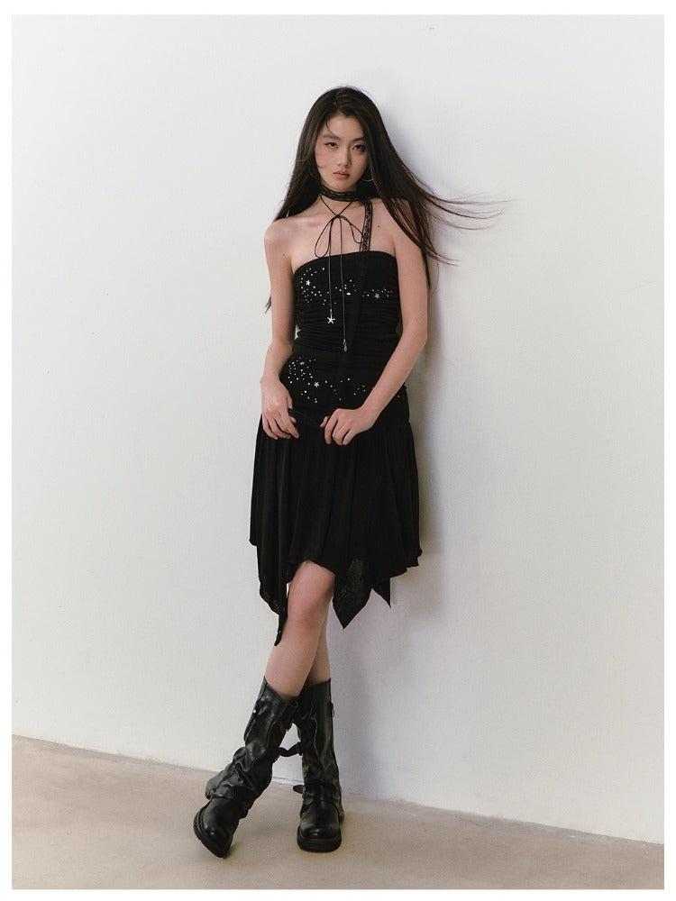 Star Beaded Ruffled Acetate Bustier