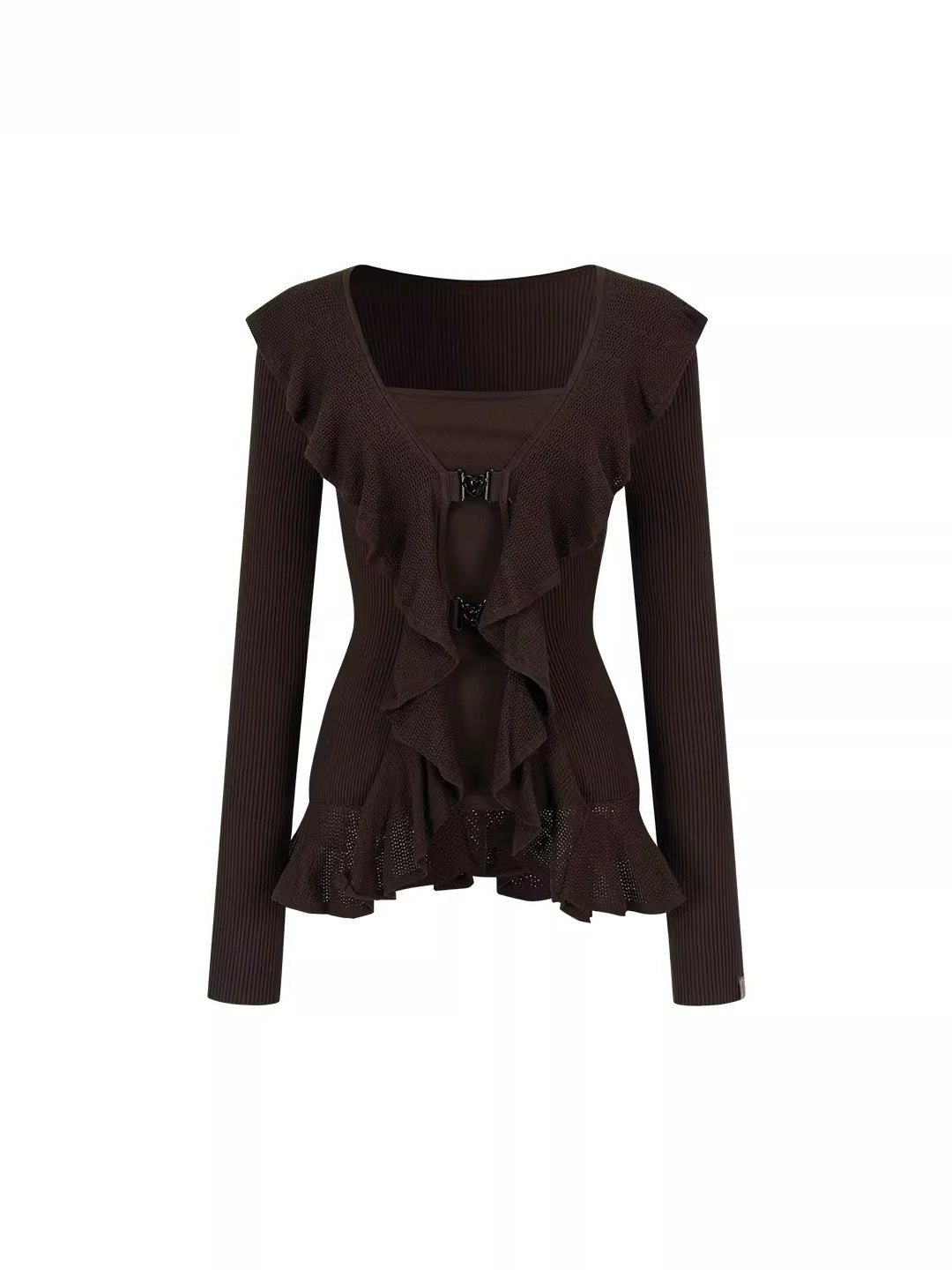 Layered Ruffle-Trim Knit Top