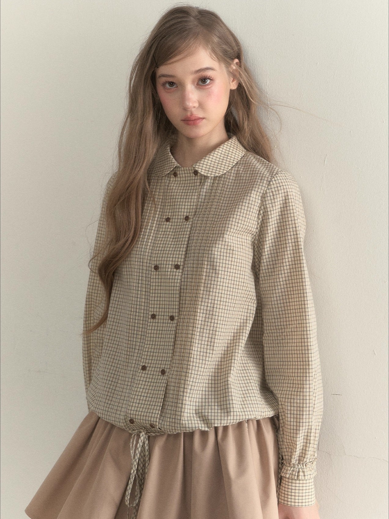 Vintage Doll Collar Double-Breasted Shirt