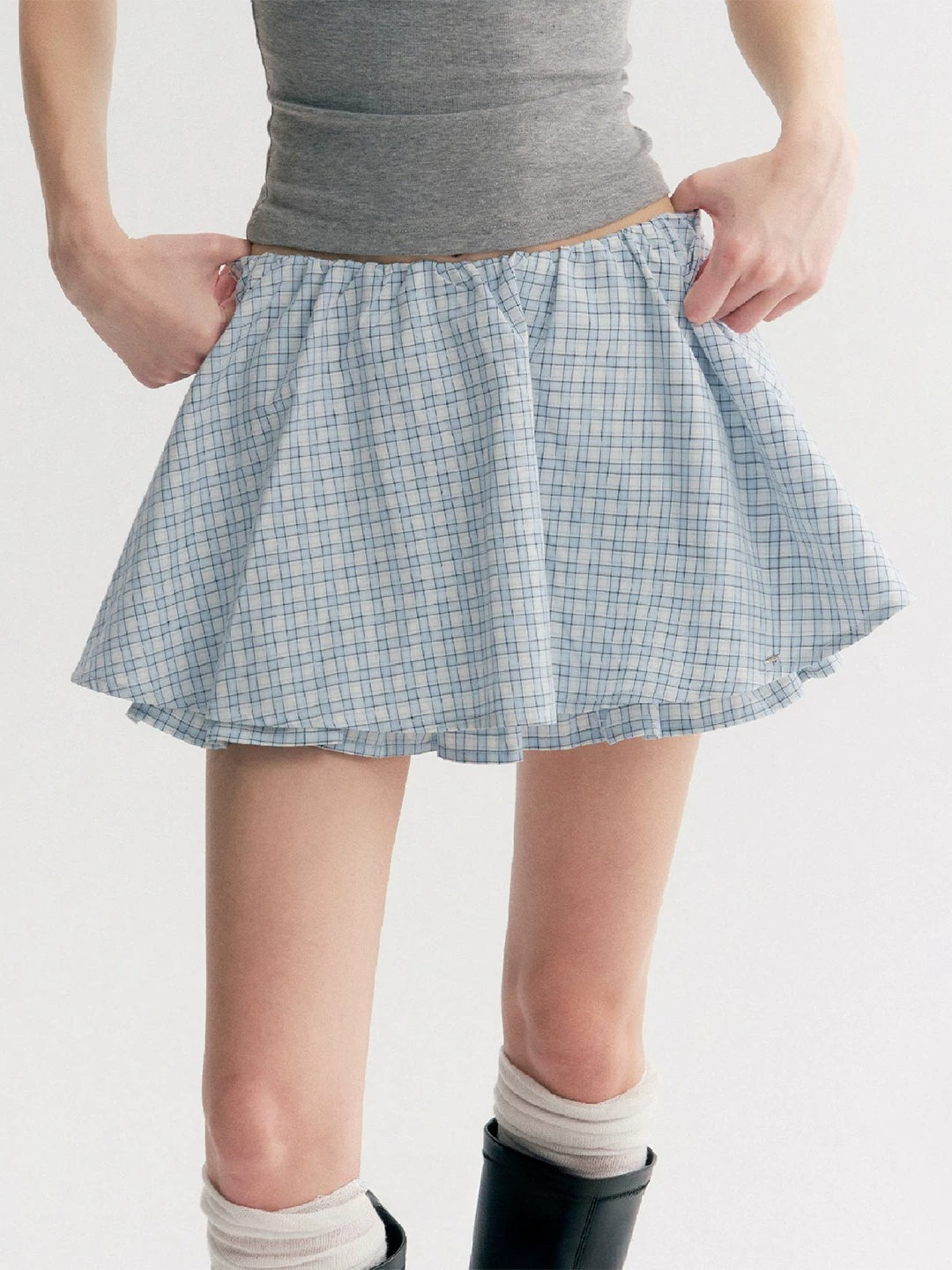 Gray Plaid Hoodie Three-Piece Set
