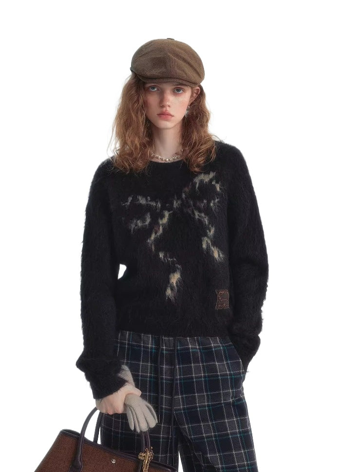 Leopard Bow Crewneck Sweater