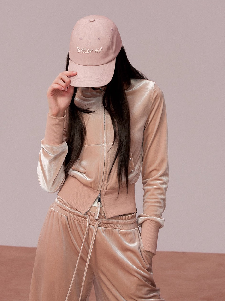 Velvet Sports Sweatshirt & Wide-Leg Pants Set