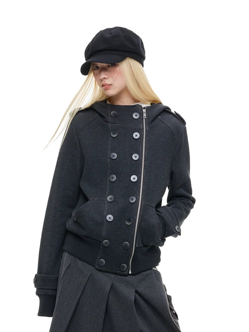 Double-Breasted Utility Cropped Jacket