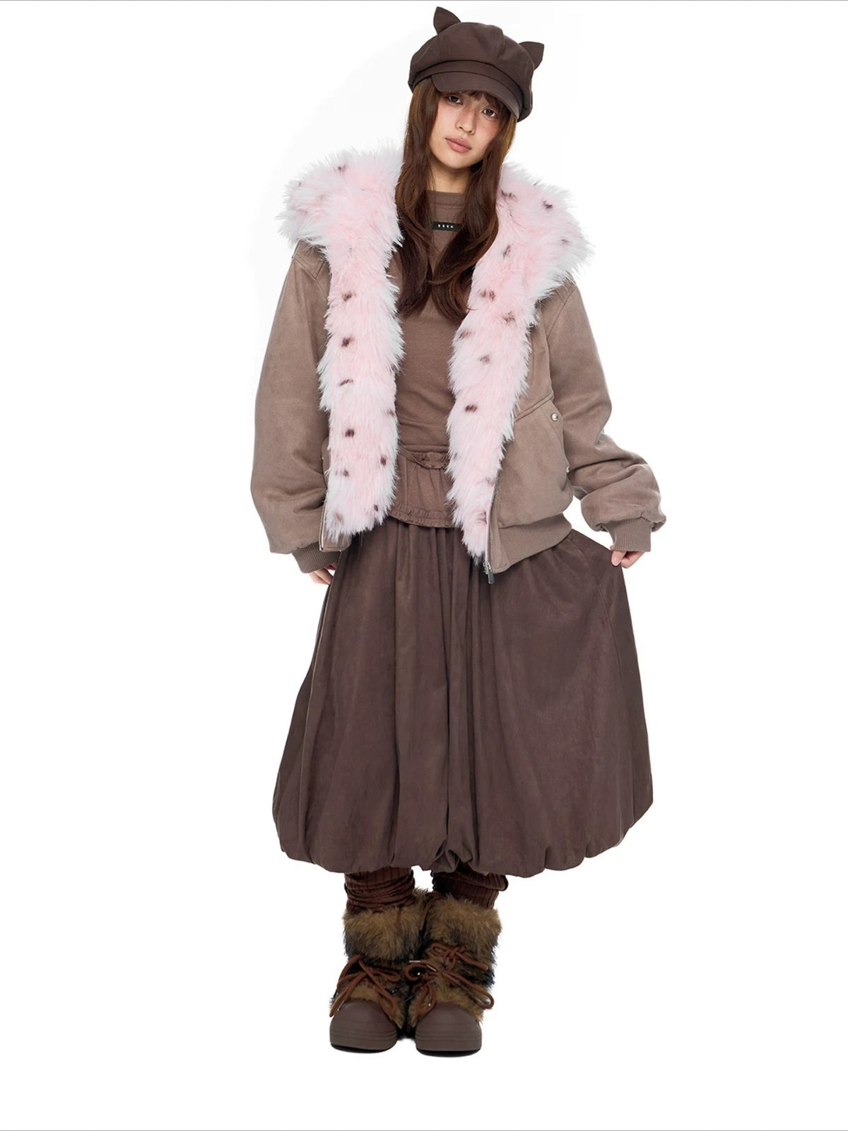 Faux Suede Cat Ear Jacket