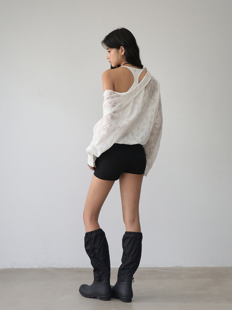 Two-piece Look Checked Long-sleeve Shirt