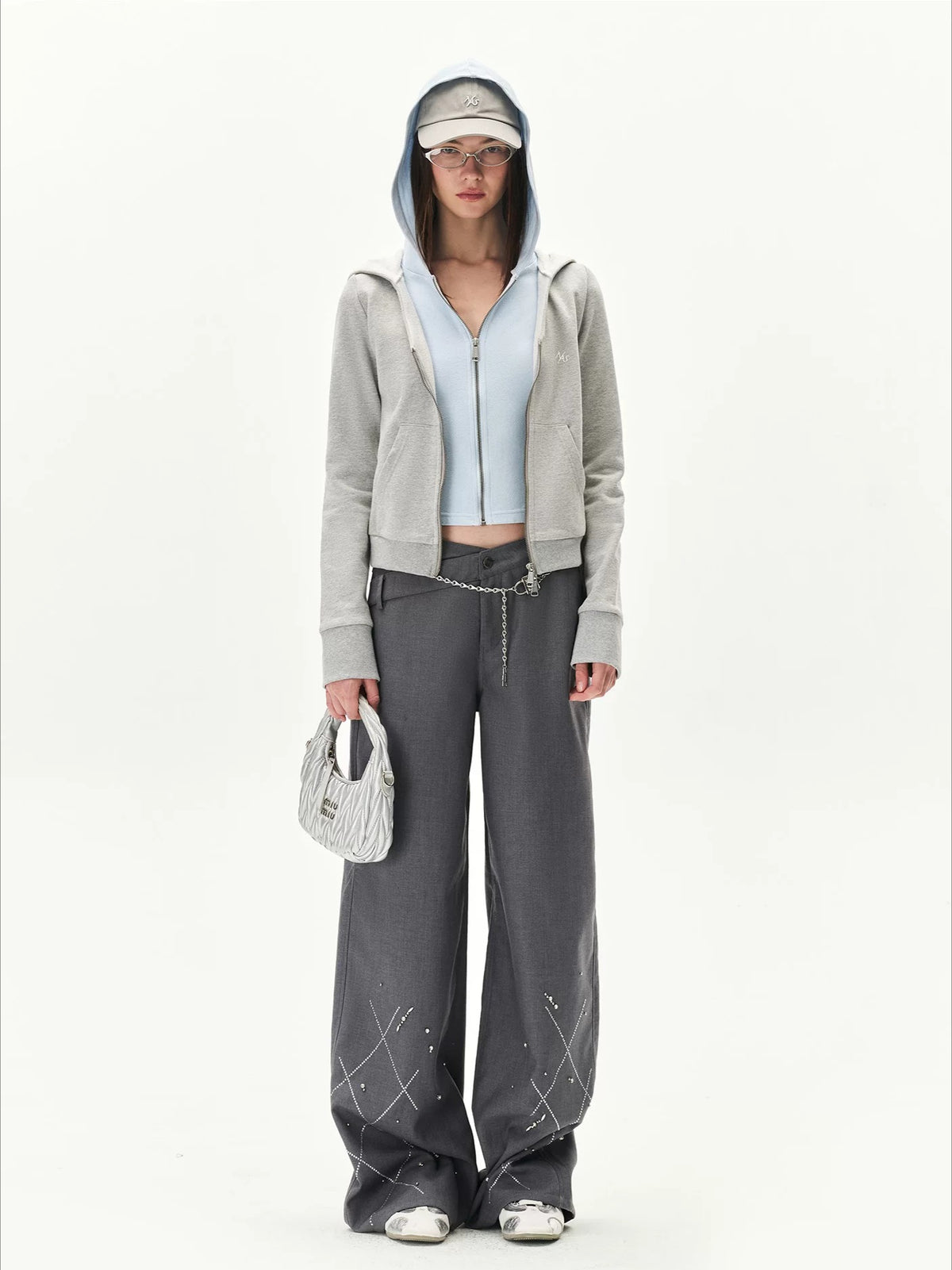Contrast Double-Placket Hoodie