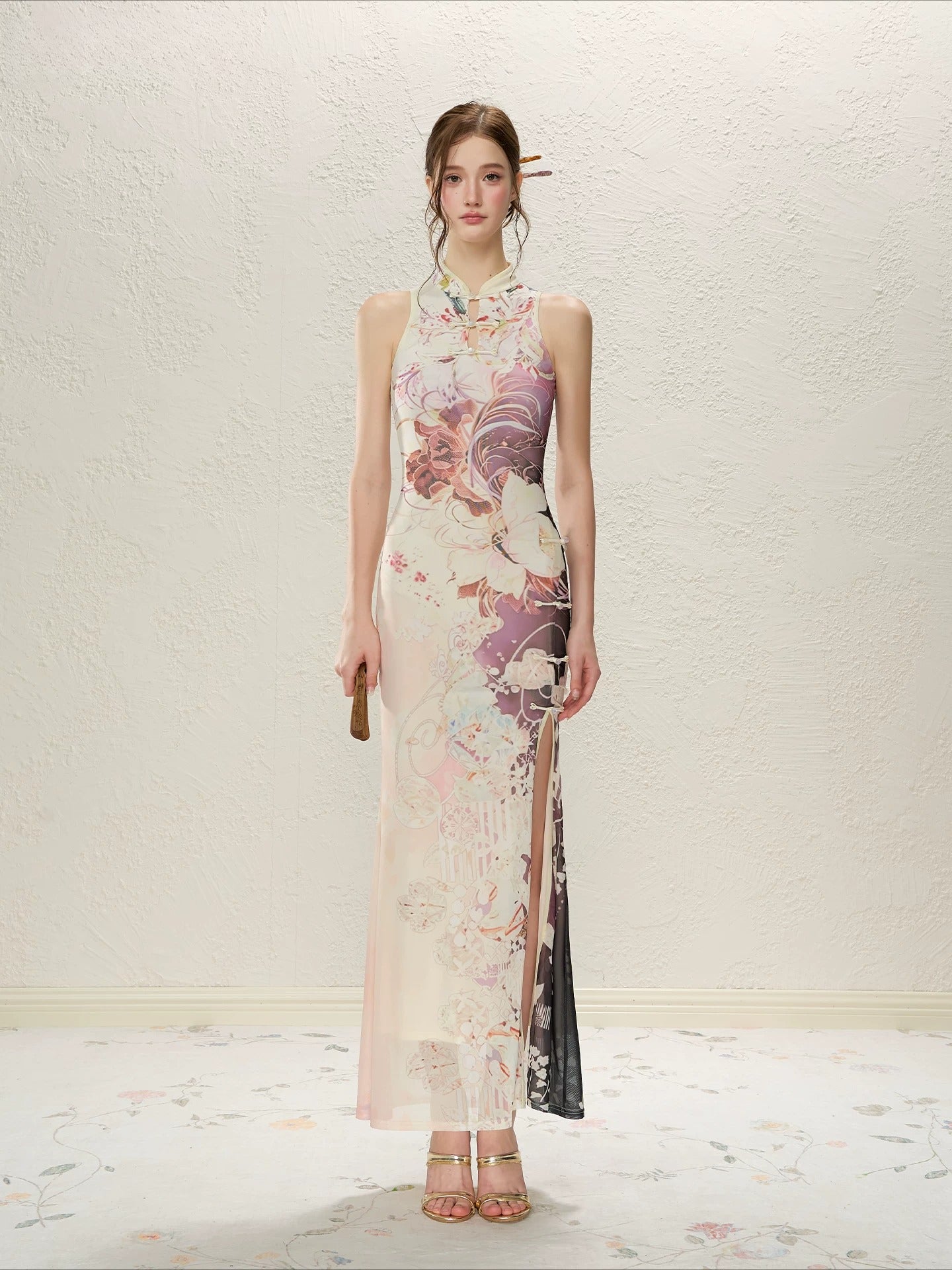 Ink Blossom Qipao Set