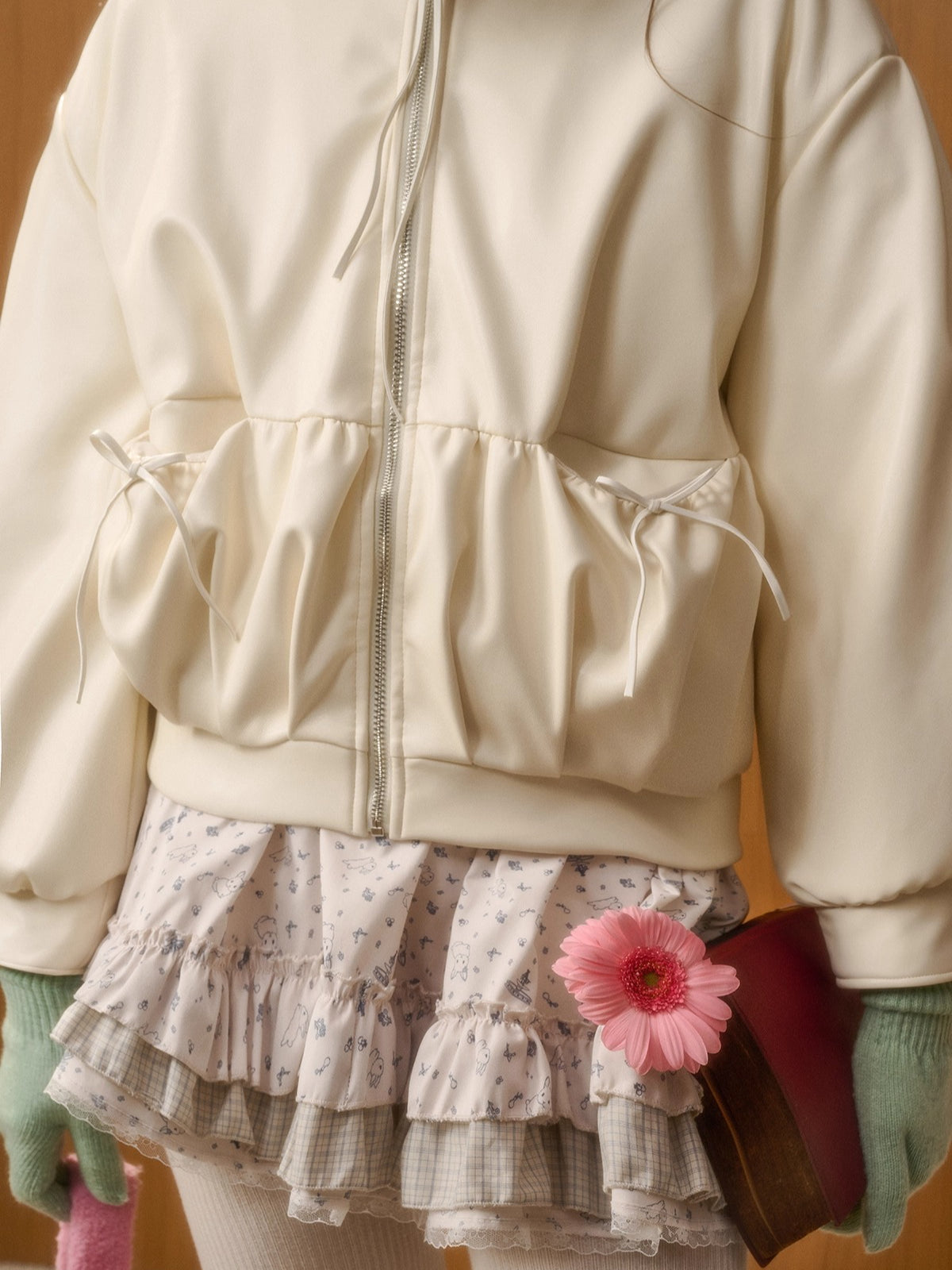 Cream White Peter Pan PU Jacket