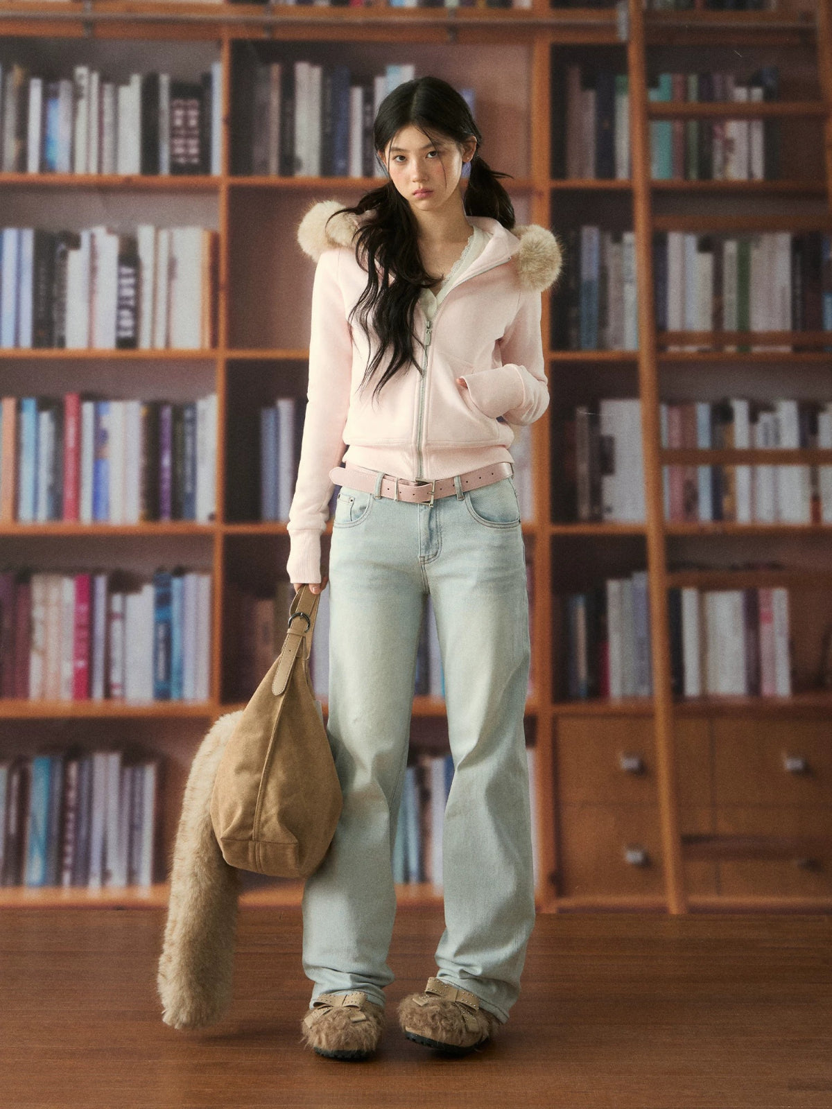 Light Wash Lace Waist Jeans