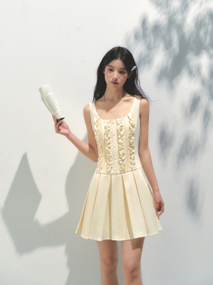 Detachable Sailor-collar Pleated Dress