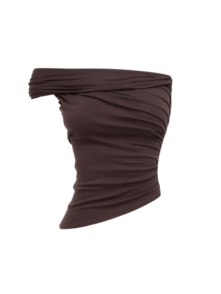 Irregular Multi-Wear Ruched Acetate T-Shirt