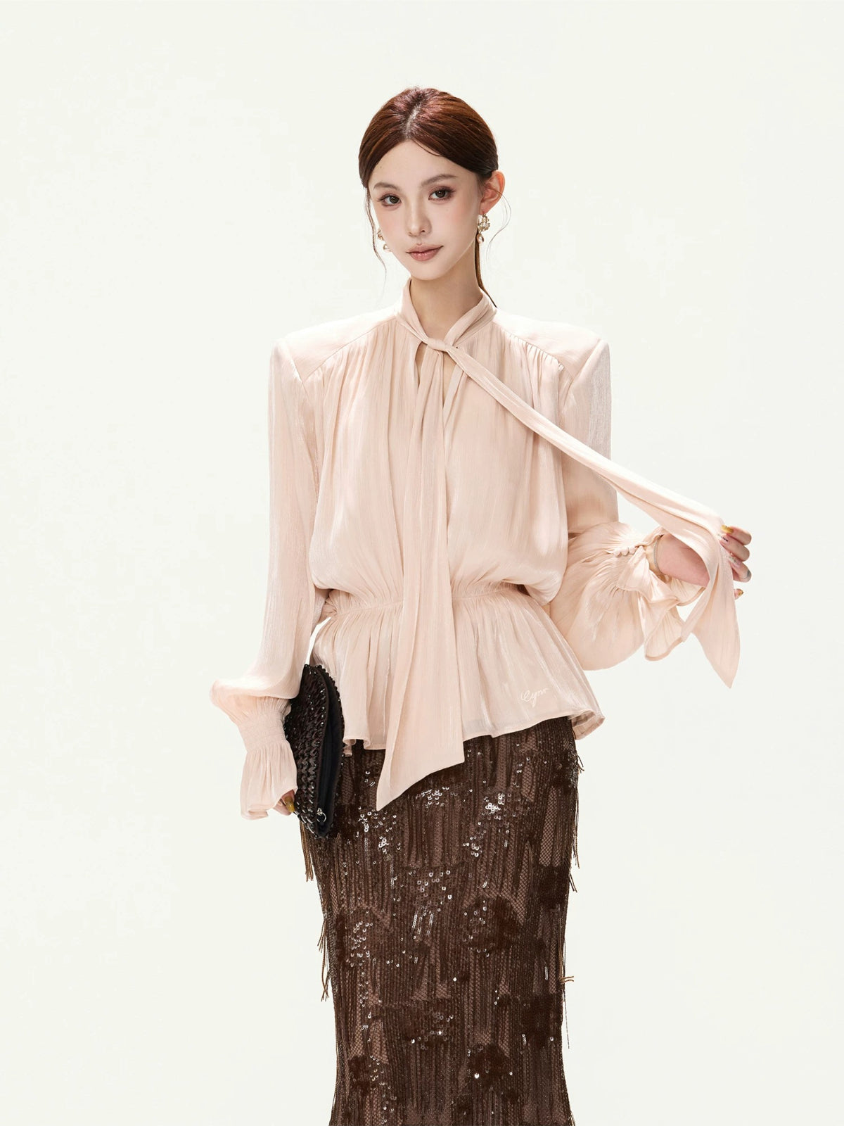 Bow Lantern Sleeve Blouse