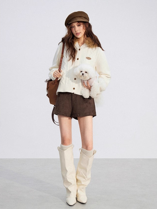 Studded Faux Suede Shorts