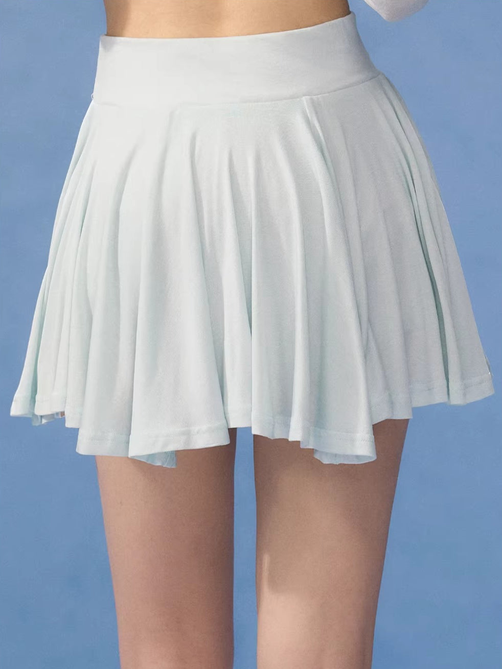 Blue Pleated Mini Skirt