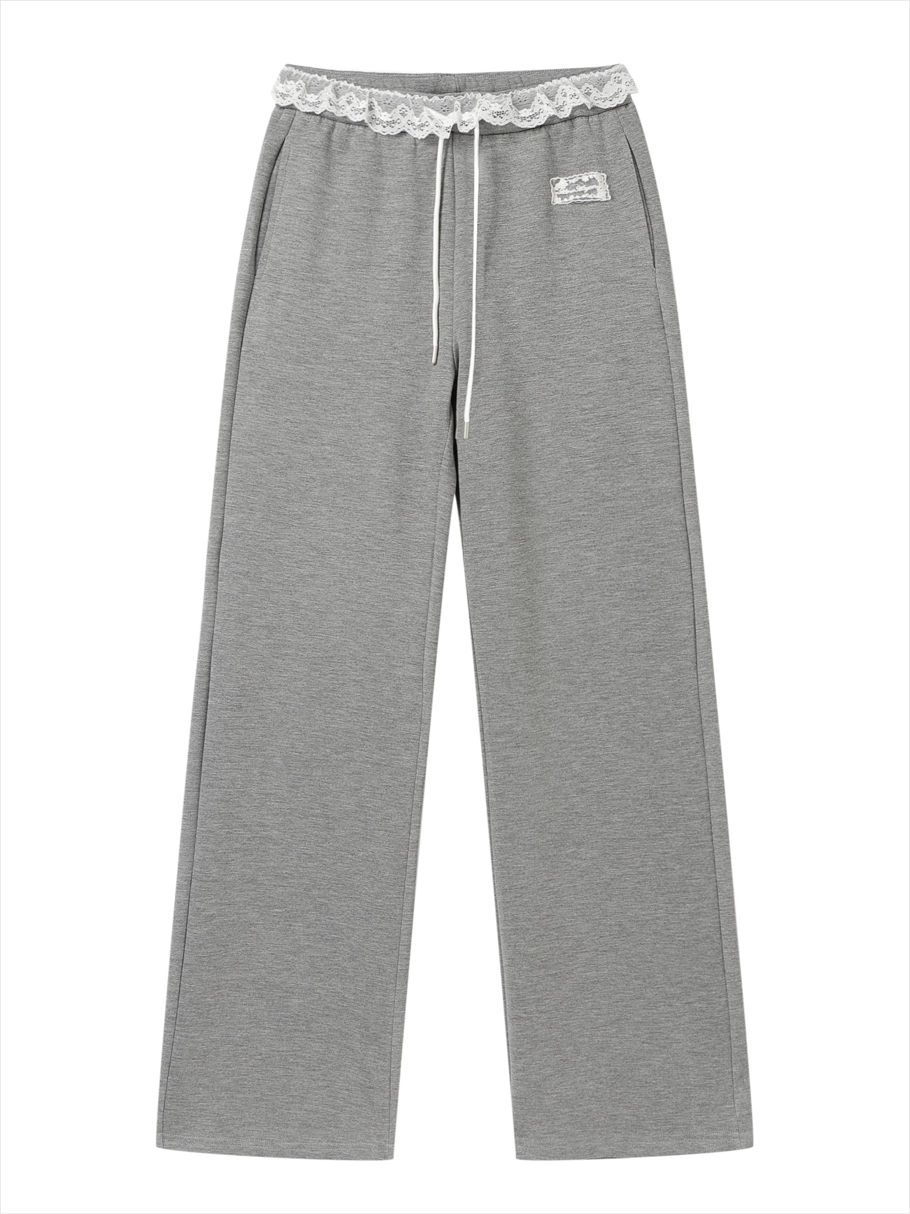 Lace Waist Wide-Leg Sweatpants