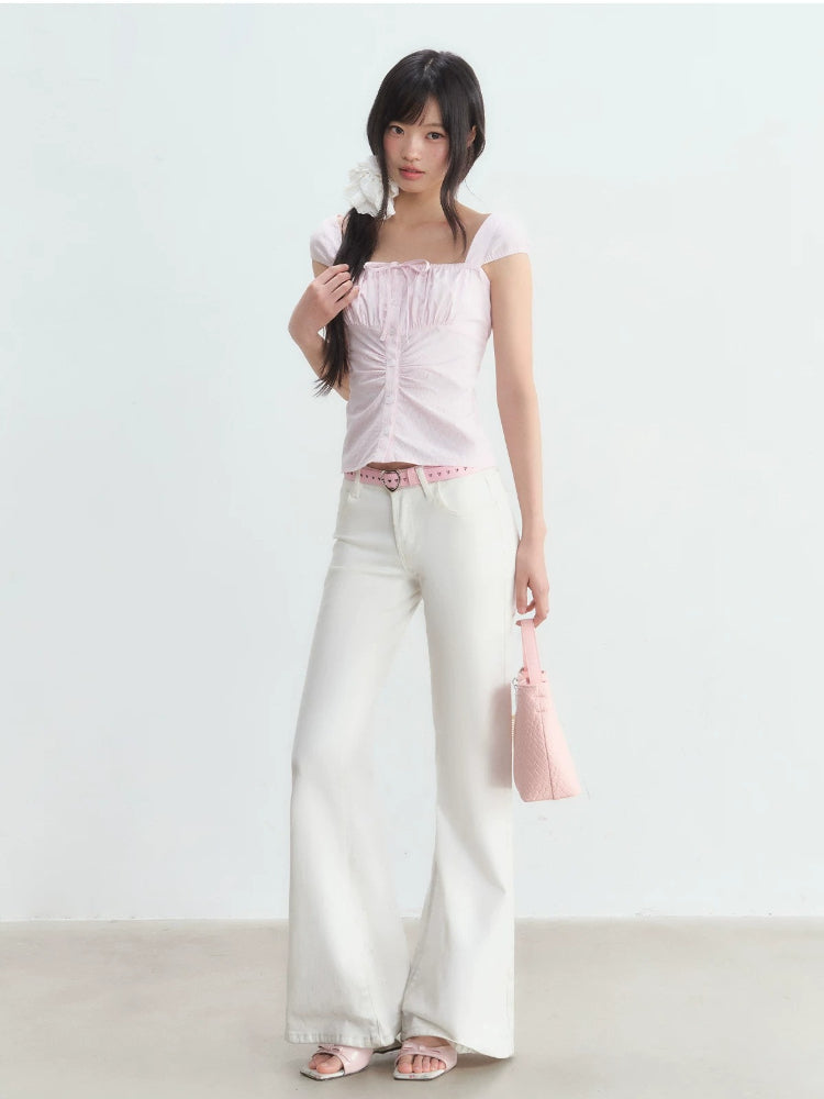 Pink Square Neck Blouse