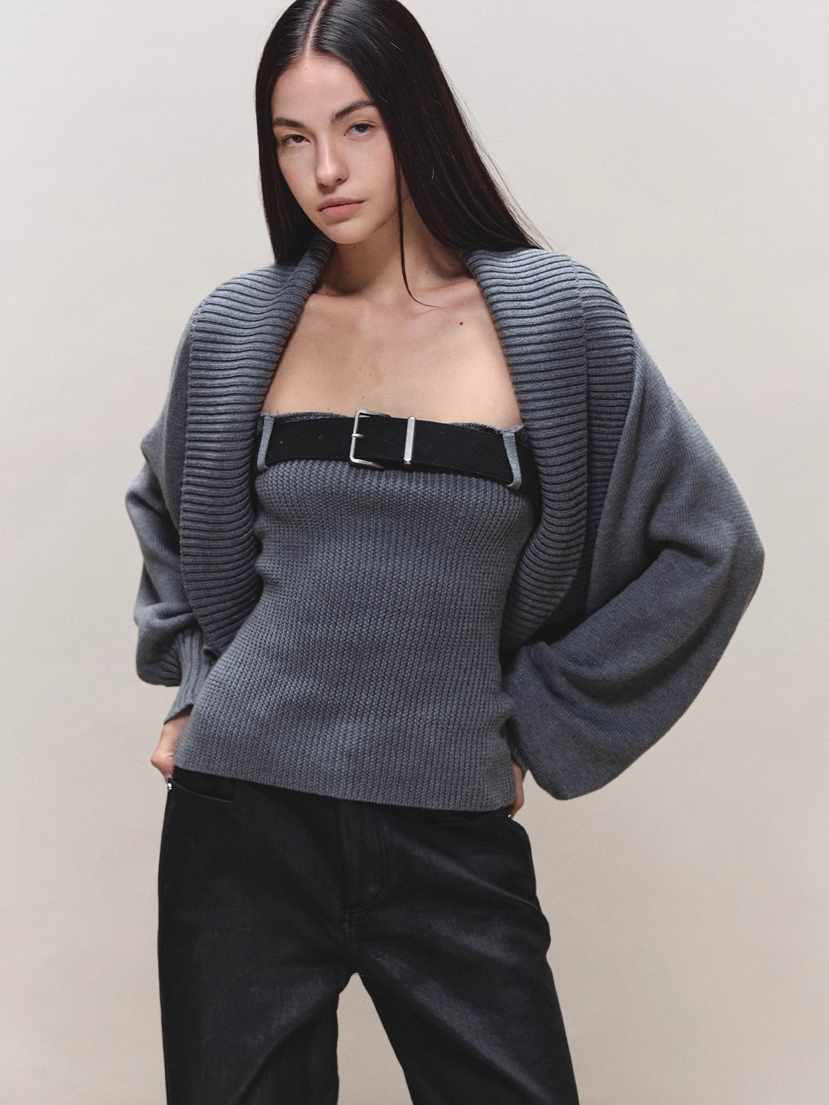 Belted Bandeau & Cardigan Set