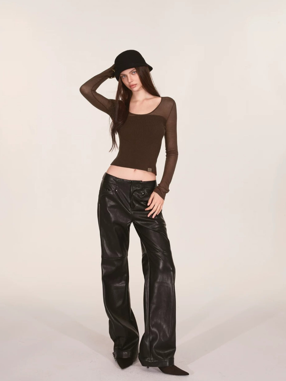 Sheer Mesh Layered Knit Top