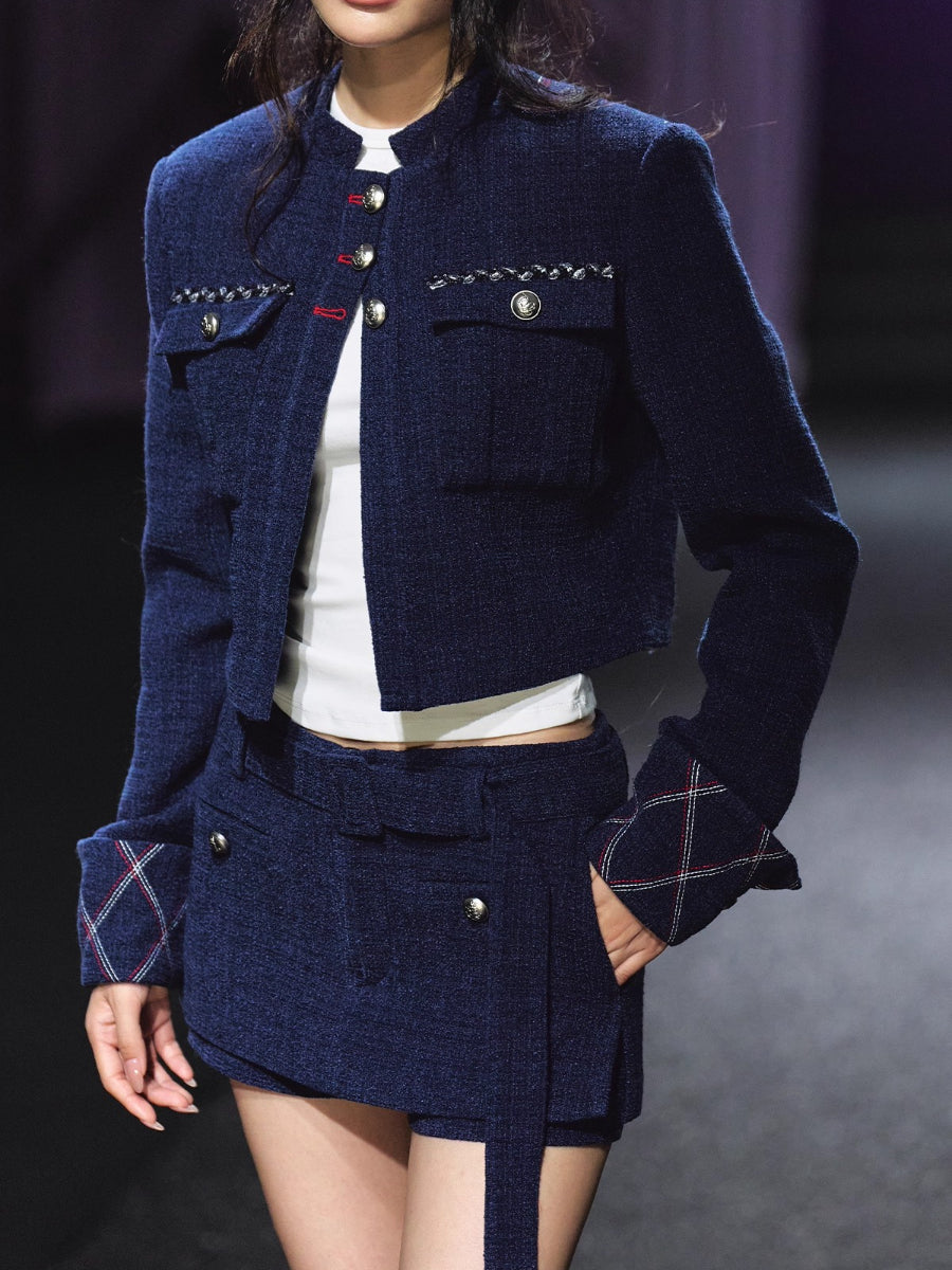 Quilted Stitch Jacket & A-Line Skirt Set