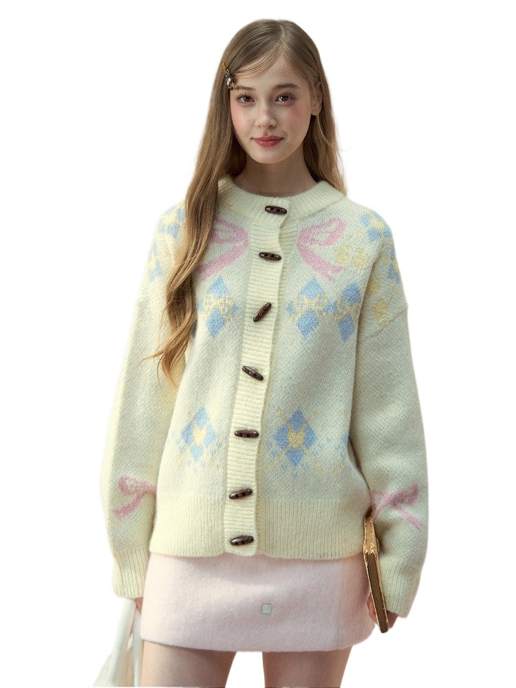 Fair Isle Wool Blend Toggle Buttons Sweater