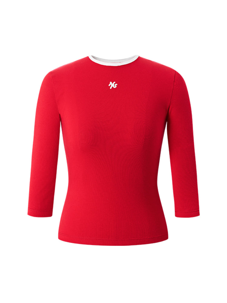 Modern Contrast-Trimmed Mid-sleeve T-shirt