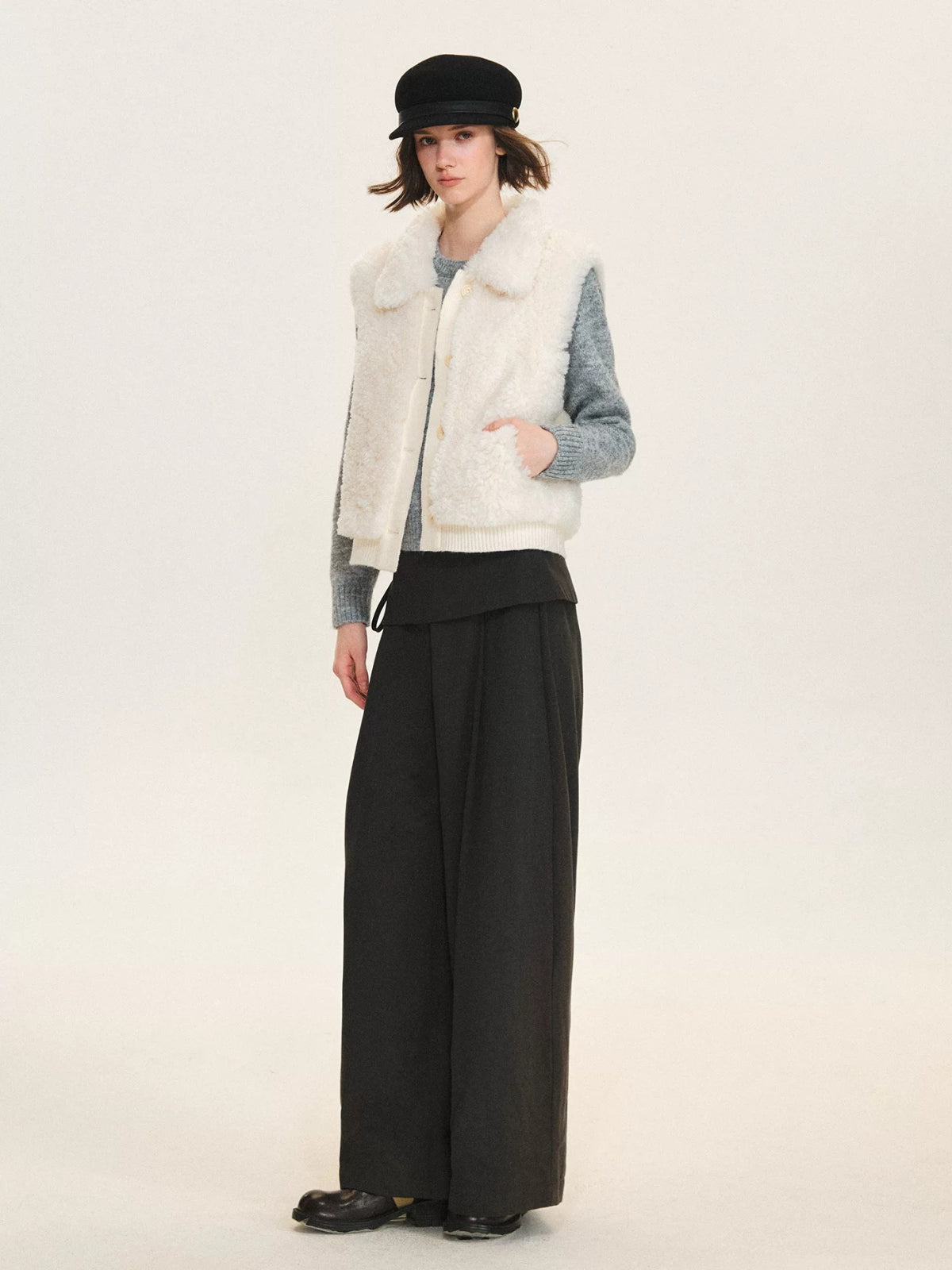 Layered Tie Waist Barrel Trousers