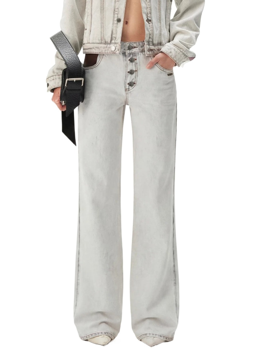 N4 Contrast Suede Straight-Leg Pants