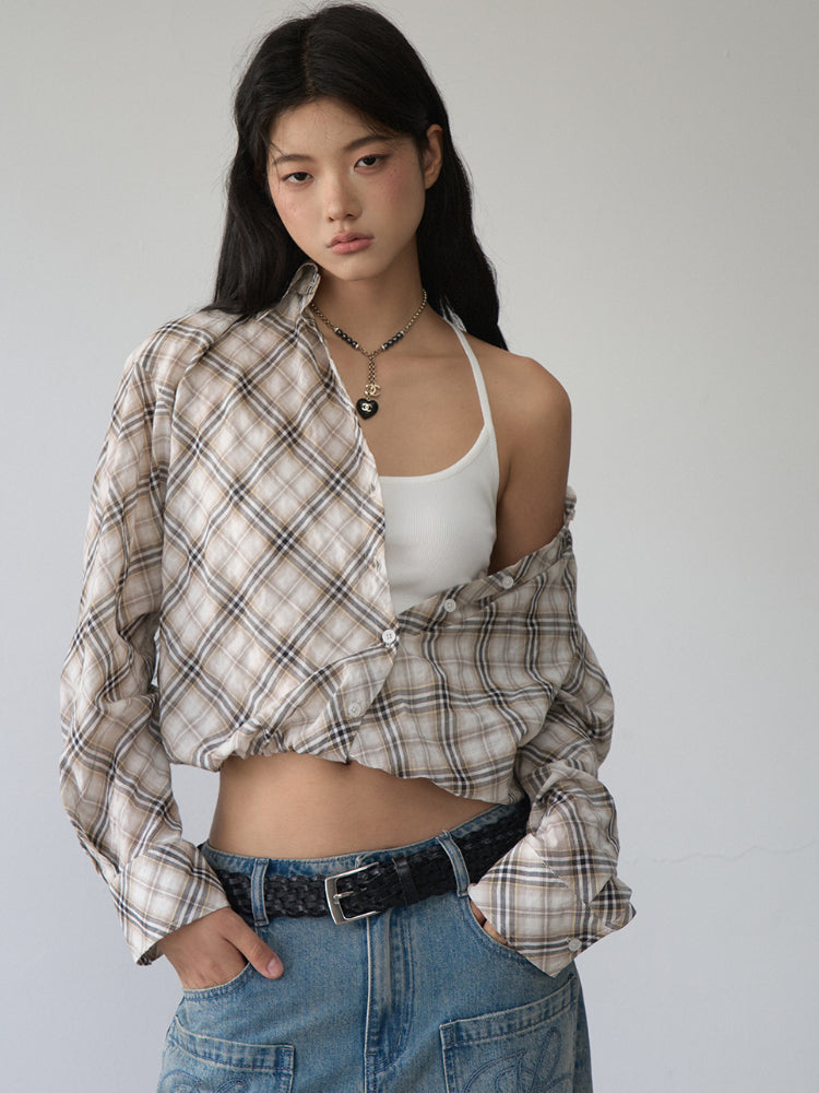Two-piece Look Checked Long-sleeve Shirt