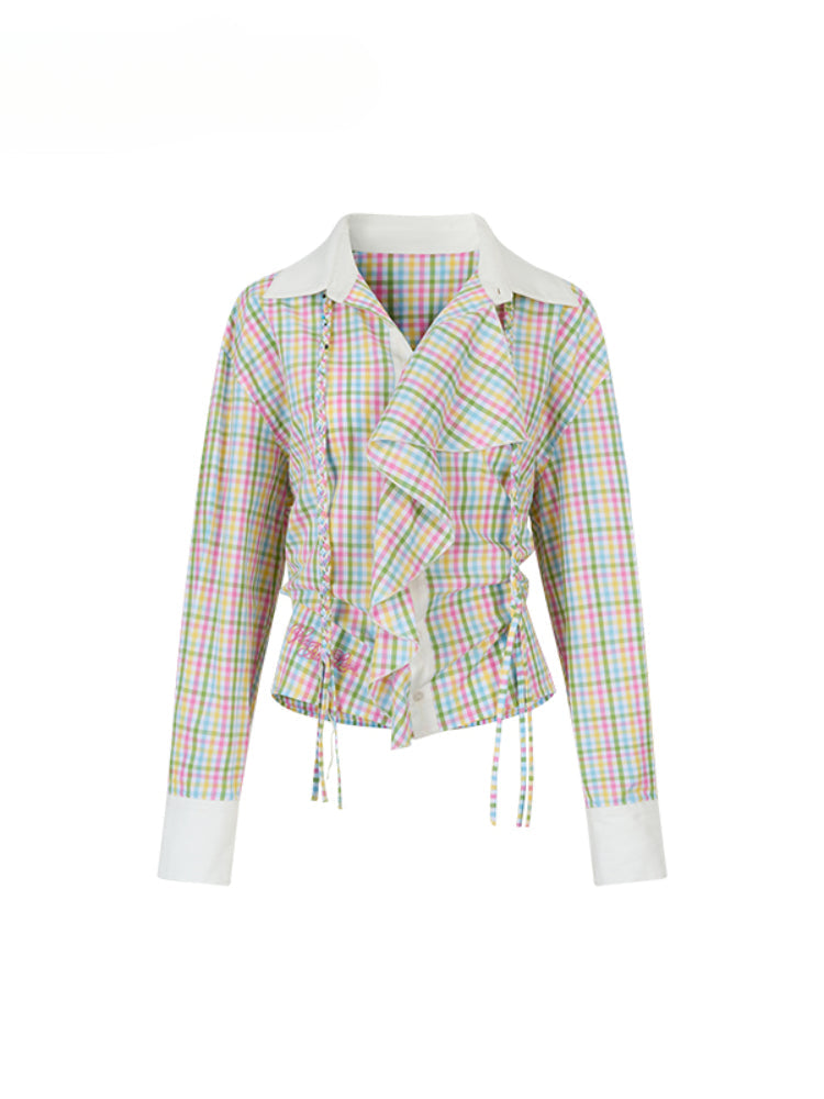 Waist-Cinched Layered Sunshade Short Shirt