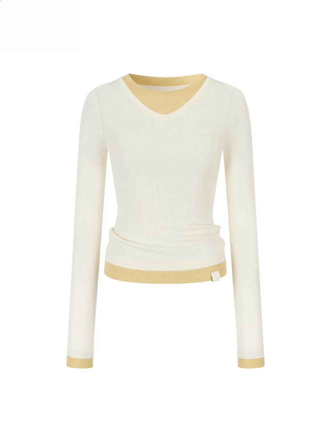 Contrast V-Neck Knit Top