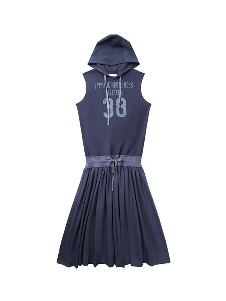 Hooded Sleeveless Jersey Dress