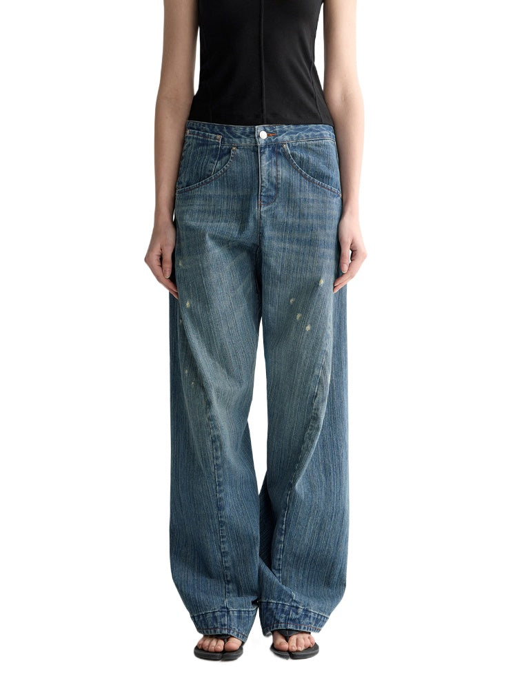 3D Cutting Micro Curved Knife Wide Leg Pants