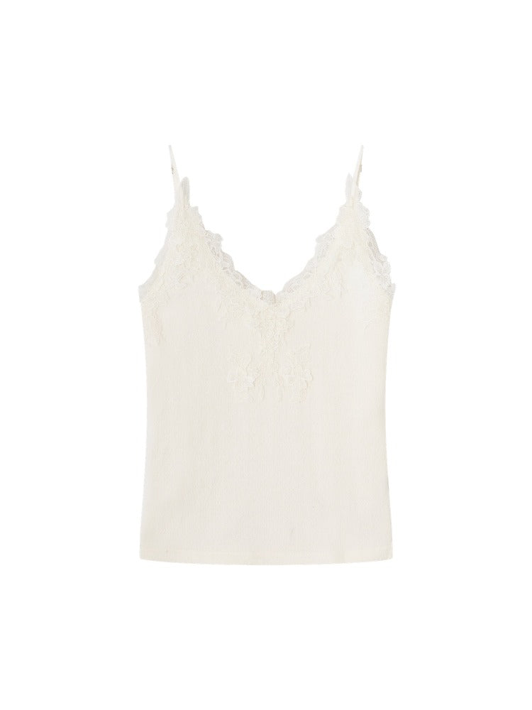 Textured Velvet Lace Cami Vest