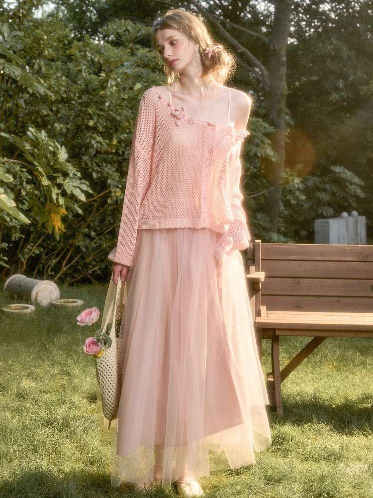 Cool Ice Silk Flower Hollow Cardigan