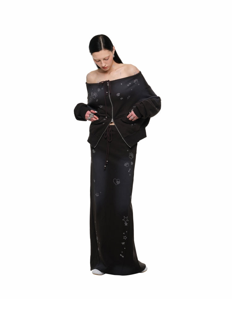 Mud Dyed Rhinestone Sweatshirt & Pant Set