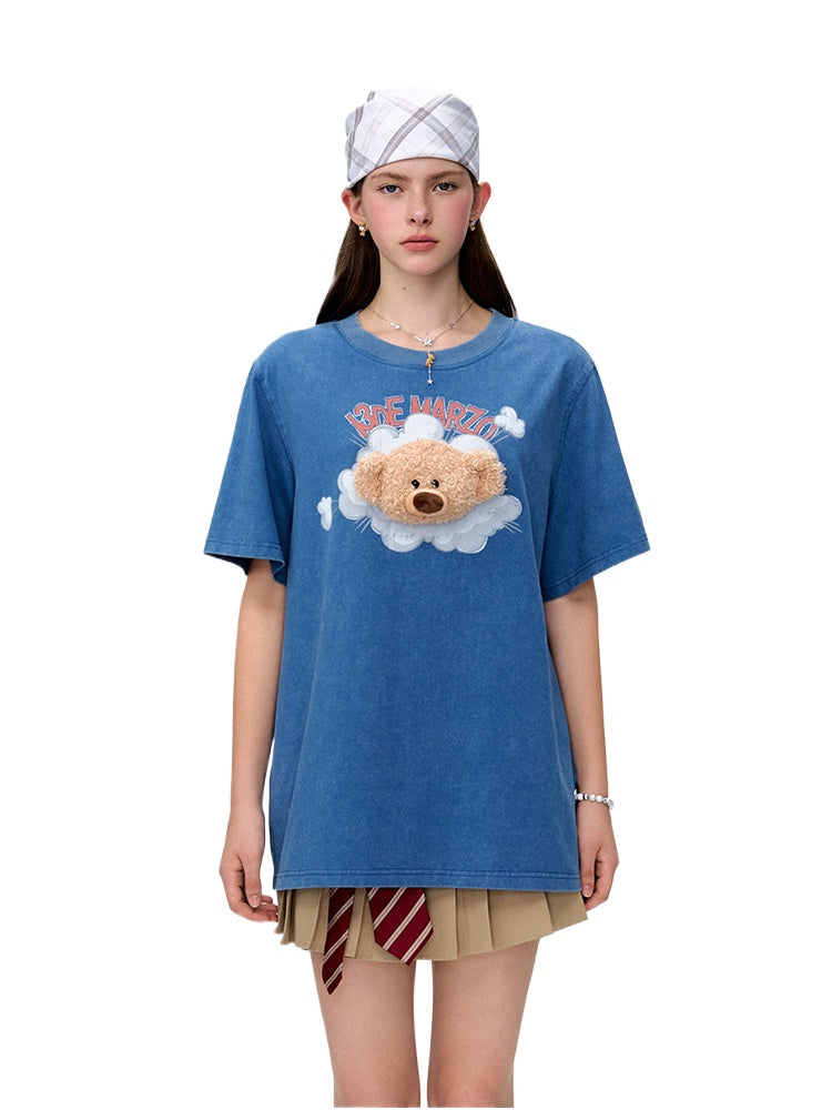 Illustrated Bear Short-Sleeve Cotton T-Shirt