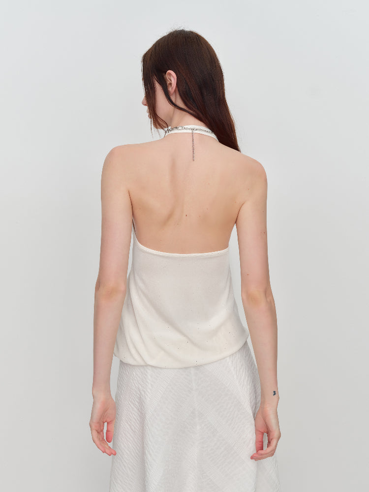 U-Shaped Bud Halter Tank Top