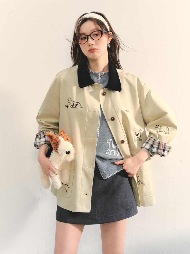 Barn Style Puppy Embroidery Jacket