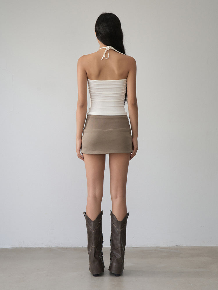 Pleated Rope-Hanging Fitted Bandeau