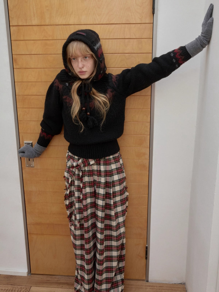 Fair Isle Pony Jacquard Knit Balaclava Hat